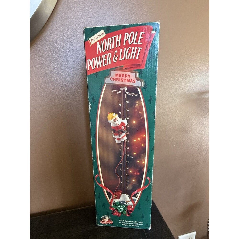 1996 Mr Christmas North Pole Power Light Climbing Santa F33RL Works Needs TLC